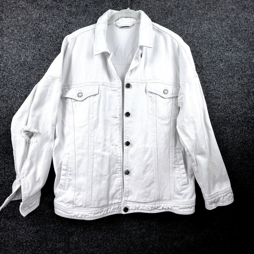 Noisy May White Denim Trucker Jacket Womens‎ Oversized Designer